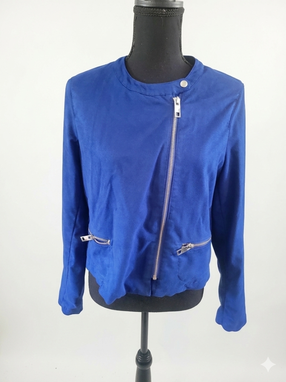 Who What Wear Royal Blue Asymmetrical Zip Bomber Jacket